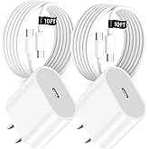 USB C Fast Charger for iPad 10th/11th (A16) Generation,iPad Air 5th/4th/13/11 inch M3 M2,iPad Pro 12.9 6h/5th/4th/3rd,13/11 M4,Mini A17,20W Wall Charger with 10FT Long Type C Fast Charging Cord Cable