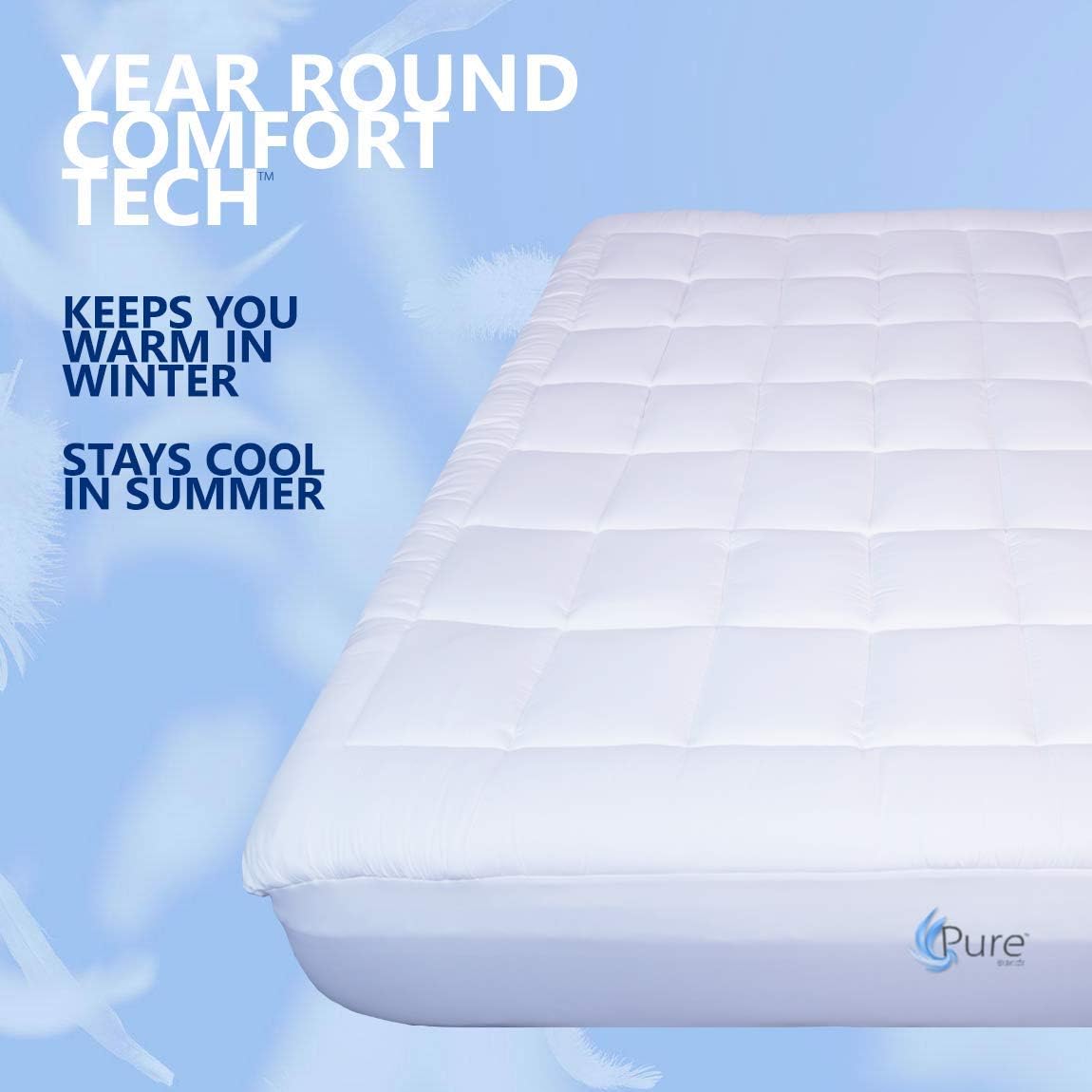 Pure Brands Mattress Topper and Pad Cover, Extra Thick | Luxury Down Alternative Pillow Top Cooling Bed Topper | Ultra Plush and Hypoallergenic Mattress Protector | 18 Inch Deep Pocket | Full Size: Home & Kitchen