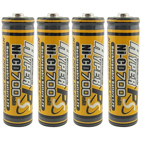(4-Pack) HyperPS 1.2V AA 700mAh Ni-Cd NiCd Rechargeable Battery For NiCd Solar Panel Light Lamp, RC Toy