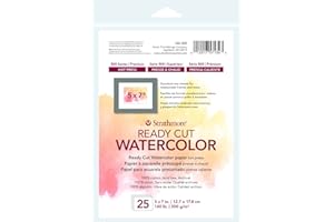 Strathmore 140-305 500 Series Ready Cut Watercolor Paper, 140 lb. Hot Press, 5"x7", 25 Sheets, Multicolor
