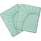 HBHLFZ Twin XL Fitted Sheet Only 2 Pack, Soft Breathable Bottom Sheet - 39"x80" Deep Pockets Twin XL Size Fitted Sheet - All Around Stretch Fit, Wrinkle Resistant, Colorfast - Easy Care（Green）