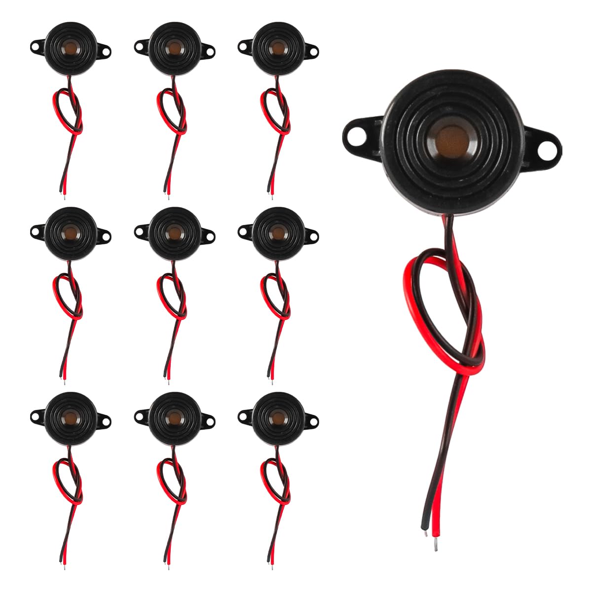 FONGKNOX 10 Pcs in Pack Active Buzzer 87dB High Decibel Electric Piezo Alarm Sound Siren Buzzers Continuous Beep Speaker Ringer 3-24V 3300±500Hz Audible Alerts Signals Household or Industrial Uses
