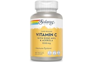 SOLARAY Vitamin C 1000mg - Time Release Vitamin C Capsules w/Rose HIPS and Acerola for Bioflavonoid Support - Two-Stage, All-Day Immune Support - Vegan, 60 Day Guarantee