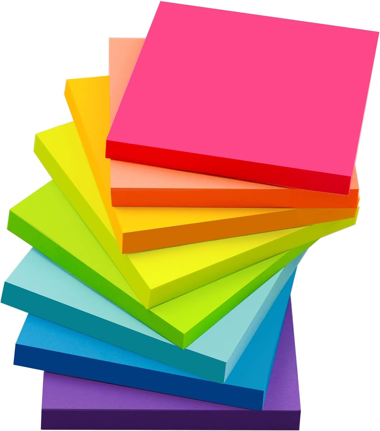 8 Pads Sticky Notes 3x3 in - 8 Bright Colors Post Self Sticky Pad Its for Office, Home, School, Notebook