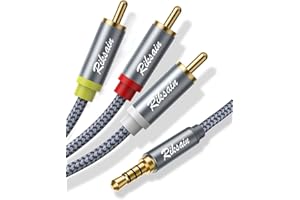 3.5mm to RCA Cable Audio Video Cables, 10FT/3M 3.5mm 1/8” TRRS to 3-Male RCA Adapter Stereo AUX Cord AV Cable for Camcorders,