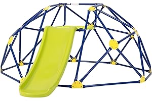 FIREFLOWERY Climbing Dome with Slide, Fabric Platform Included, Outdoor Jungle Gym Climbing Toys, Climbing Dome for Kids 3-8, Geometric Dome Climber for Playground Backyard Lawn (Blue)