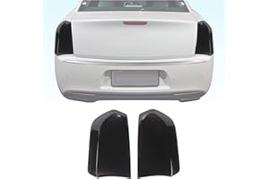 Hoolcar Tail Light Lamp Cover Guard Trim Bezel Frame Decor Exterior Accessories for 2015-2021 Chrysler 300, Smoked Black