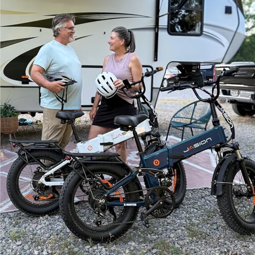 Jasion X-Hunter Electric Bike for Adults,1400W Peak Folding Ebike,20''*4 Fat Tire Foldable Ebike,30MPH 70+Miles 48V 13AH Removable Battery,Full Suspension System Design,7-Speed Bicycles