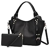 Crossbody Bags for Women Large Hobo Purse PU Leather Shoulder Handbag Ladies Tote Wallet Set 2PCS