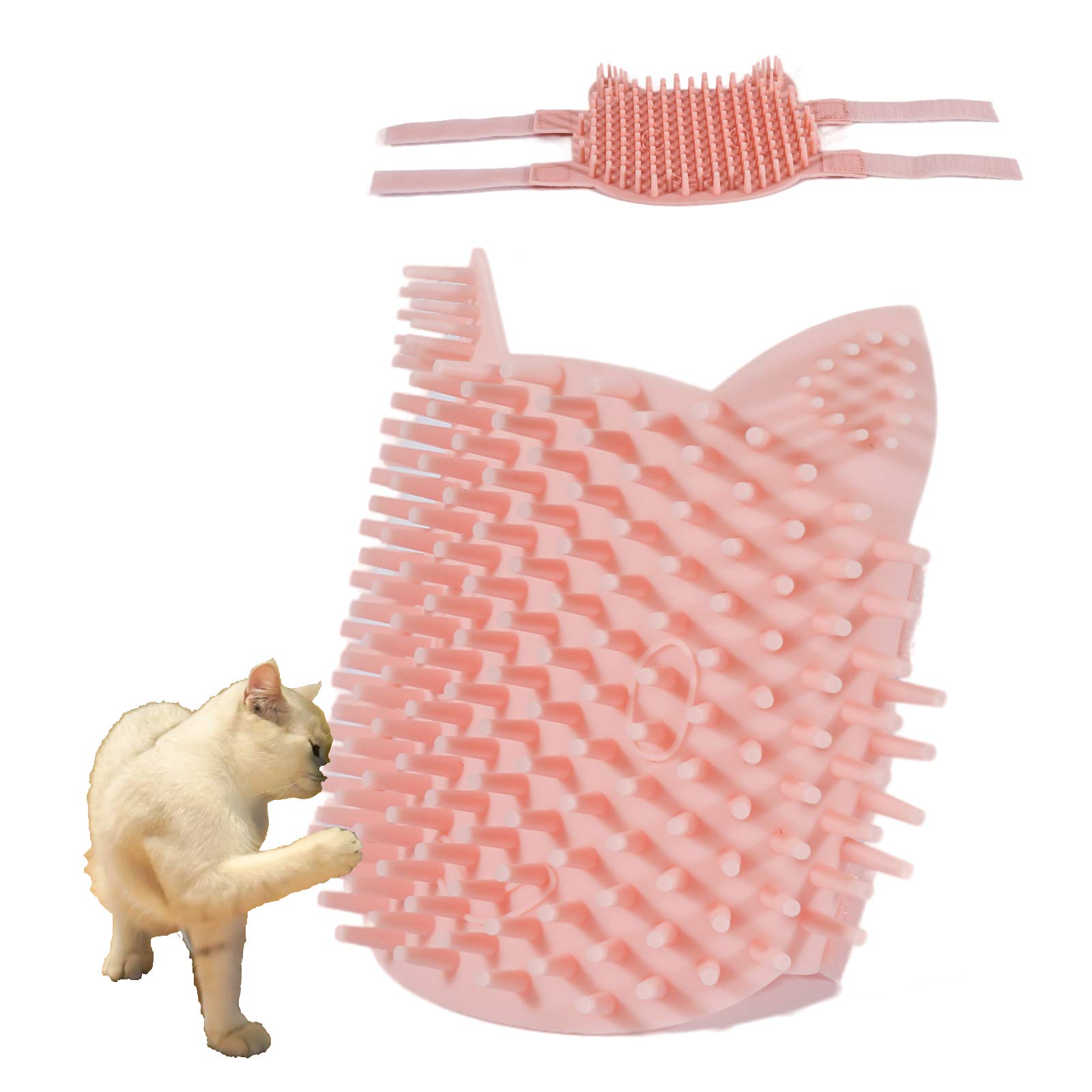 Cat Pet Self Grooming Comb Brush - Multi Functional Catnip Flavor Corner Massage Tool for Kitten Puppy Relaxing, Extra Soft Silicone Pins Handy Hair Shedding Trimming