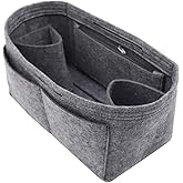 LEXSION Felt Purse Organizer Insert Zipper Pocket with Two Removeable Bottle Holder