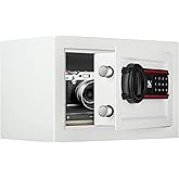 TIGERKING Digital Keypad Safe Box, 0.5 Cubic Feet Small Safe Money Safe Lock Box Cabinet Safes, Solid Alloy Steel Office Hotel Home Mini Safes for Cash Jewelry Documents(White)