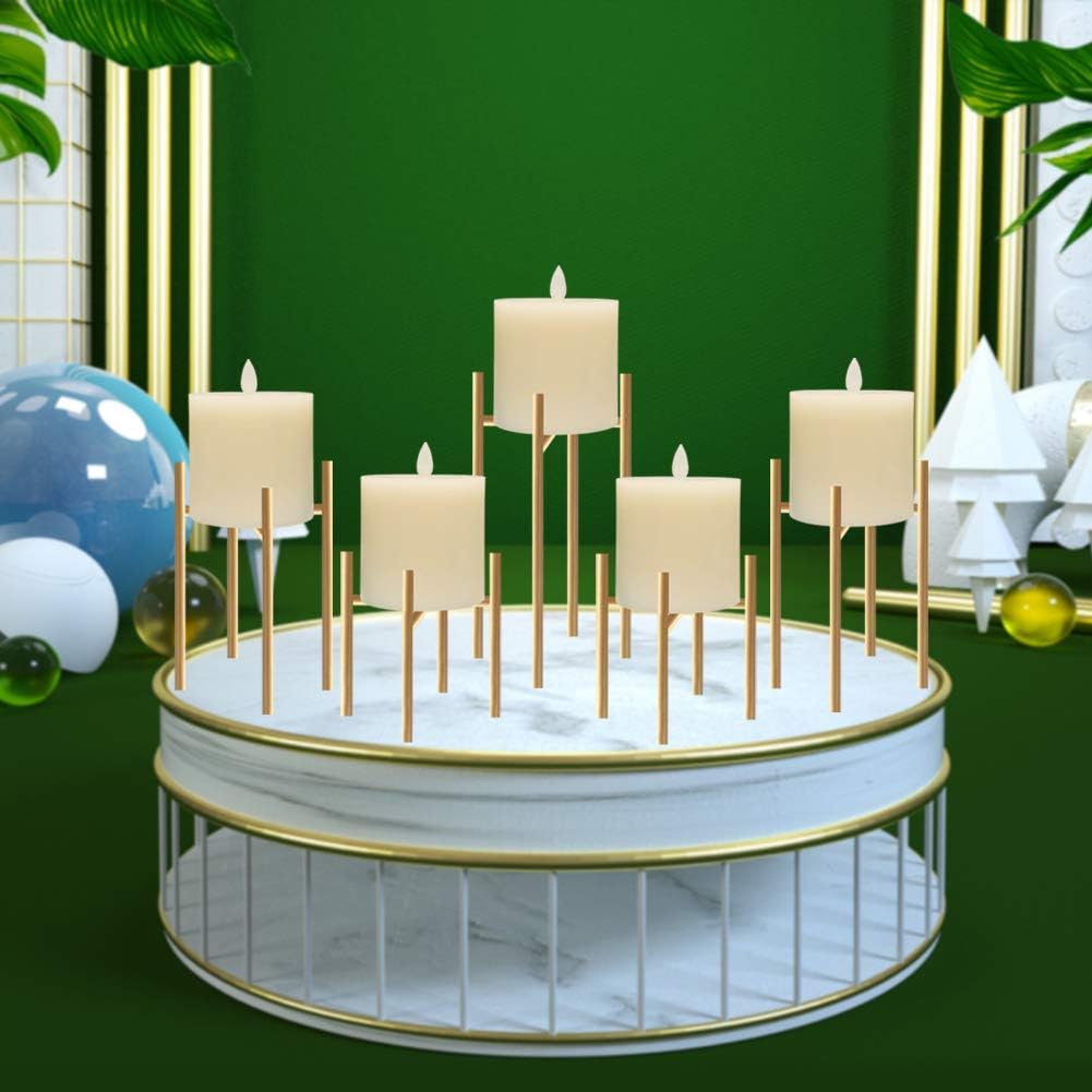 smtyle Candle Holders Set of 5 Candelabra for Fireplace Accessories Talble with Gold Iron for Pillar LED Candles: Kitchen & Dining