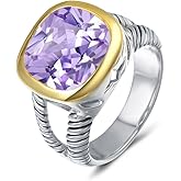 UNY JEWEL Twisted Cable Wire Two Tone Cusion Cut CZ Statement Ring Designer Inspired Fashion Love Antique Women Jewelry Gift