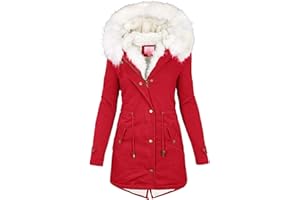 TIMIFIS Winter Coats for Women Plus Size Thick Jackets with Fur Hood Warm Cashmere Outerwear Big Collar Parka Tops