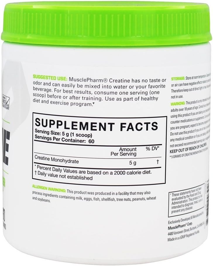 MusclePharm Essentials Micronized Creatine, Ultra-Pure 100% Creatine Monohydrate Powder, Muscle-Building, 60 Servings: Health & Personal Care