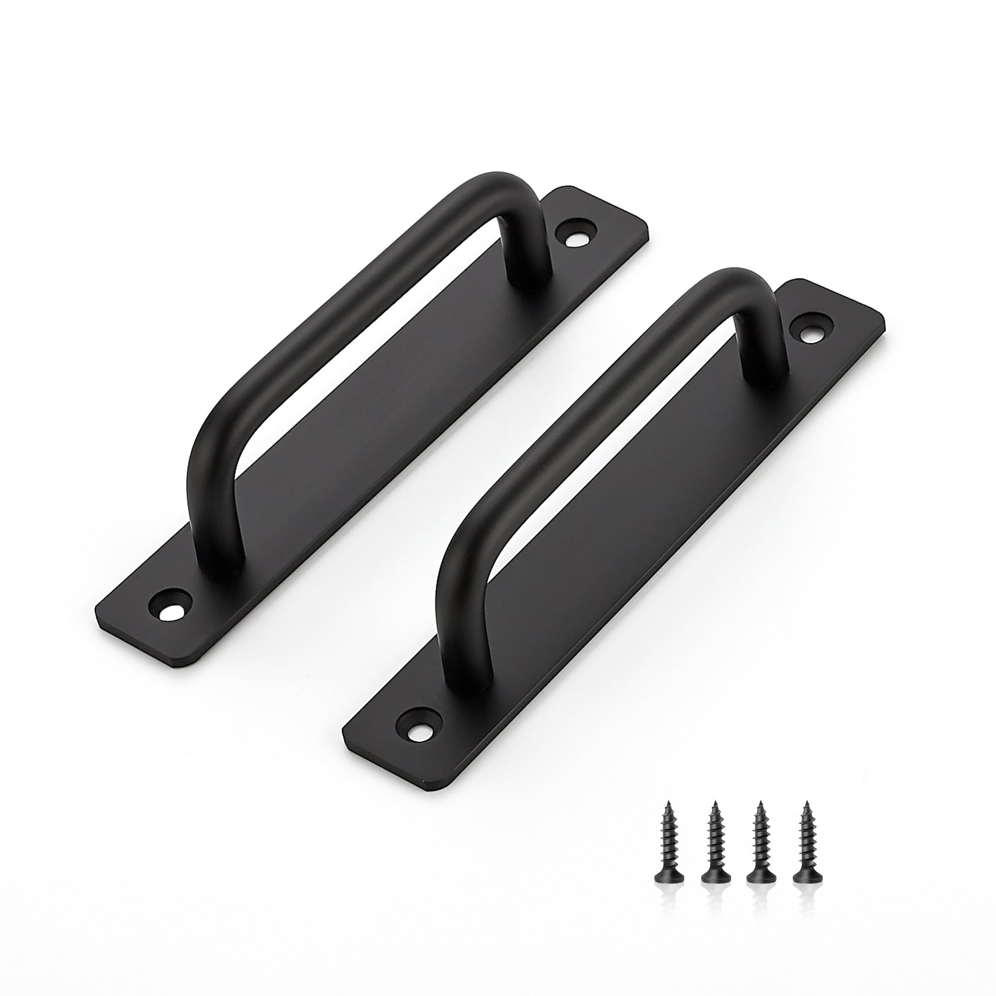 Photo 1 of Ravinte Barn Door Handles 2 Pack Sliding Door Handle 5" Hole Center Barn Door Handles Black Cabinet Handles Door Pull Handle Zinc Alloy Door Pulls with Plate for Sliding Closet Door Handle