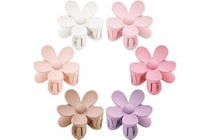 TETIZO Flower Hair Clips 6 PCS for Women, Daisy Claw Clips Matte Large Claw Clips Strong Hold Jaw Clamps Hair Accessories for Thick Hair 6 Colors