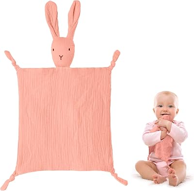 Vicloon Baby Comforter Blanket Rabbit Design 31x31 cm Pink Organic Cotton