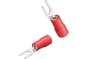 Teansic 500 Pcs Insulated Fork Spade Wire Connector #8 U-Type Electrical Crimp Terminals 22-16 AWG- Red