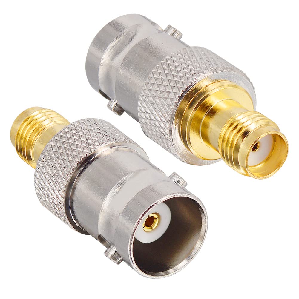 Boobrie BNC Female to SMA Female Coax Connector SMA BNC Adapter for SDR Ham Radio Baofeng UV 5R UV82 V-5r5 Two Way Handheld Radio Pack of 2