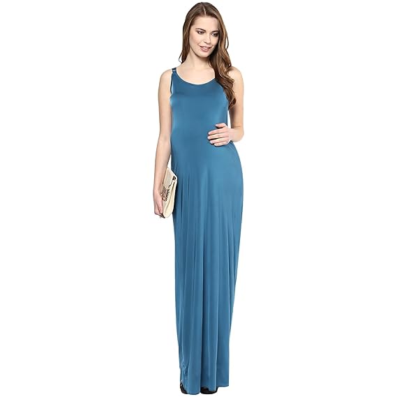 Women's Maxi Dress (MCDTMD107S_Blue_Small)