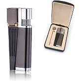 Tcairzl Foldable Lighter Multi-Purpose 2 in 1 Slant Jet Soft Flame Open Lighter Refillable Metal Torch Lighter with Accessories, Heavy-Duty Gift Box for Men Women Camping Kitchen (Without Gas) (1)