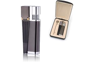 Tcairzl Foldable Lighter Multi-Purpose 2 in 1 Slant Jet Soft Flame Open Lighter Refillable Metal Torch Lighter with Accessories, Heavy-Duty Gift Box for Men Women Camping Kitchen (Without Gas) (1)