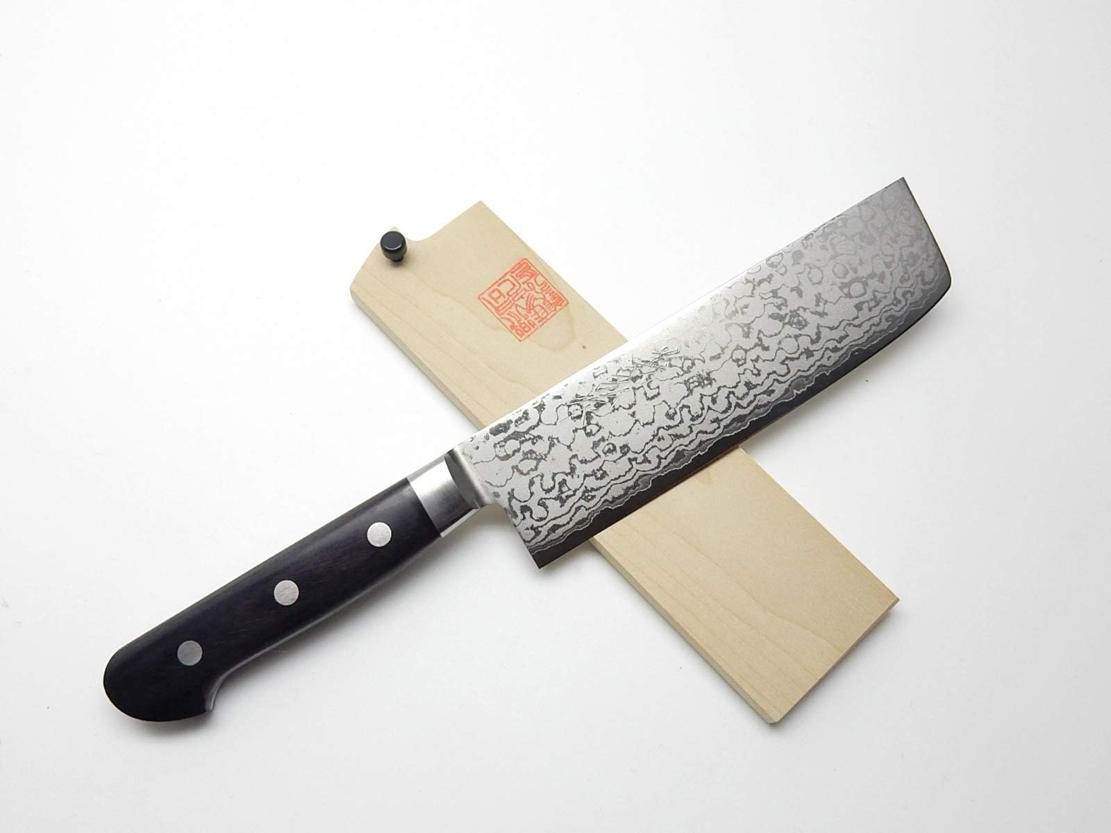 Yoshihiro VG-10 Gold Damascus, HRB Japanese Chef's Usuba(Vegetable) Knife 160mm/6.3", with Wooden Saya Cover & Saya Pin