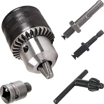 Hymnorq 1 2 unf Keyed Drill Chuck 1 5 13mm Clamping Range With Sds Plus Shank 1 2 Socket Square Converter And 1 4 Inch Hex Shank Fit Impact Driver Hammer Electric Wrench And Air Screwdriver Amazon Com