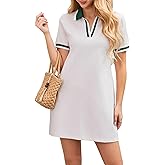 YEXPINE Women's Polo Dress Short Sleeve V Neck 2025 Casual Summer Mini Shirt Dress with Pockets