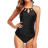 Holipick Two Piece Tankini Bathing Suits for Women Tummy Control Swimsuits High Neck Swim Tankini Top with Bikini Bottom