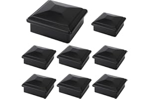 Suprom 8 Pack 4x4 Fence Post Caps for True/Actual 3 5/8" x 3 5/8" Wood Post, Made from Durable Plastic and Against Fading, Keep Post from Cracking and Rotting (Black, 8Pack)
