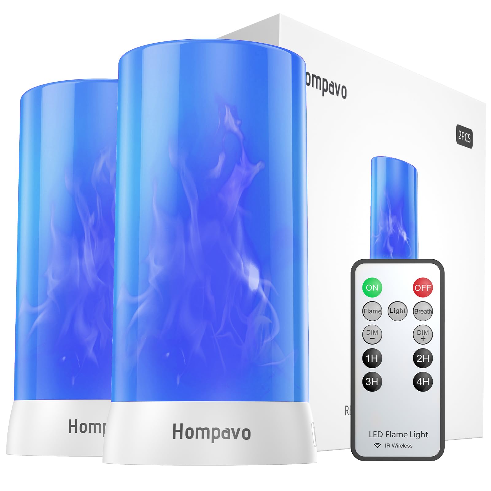 Photo 1 of ?Upgraded? LED Flame Lights with Remote & Timer, 4-Mode Rechargeable Battery Operated Flameless Candles, Waterproof Pillar Flickering Lanterns for Room Patio Wedding Halloween Home Decor, Blue