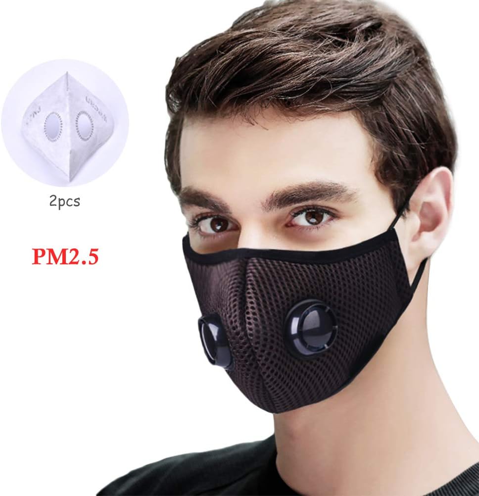 Twakom N95 mask, 5-layer pollution mask for men and women Reusable air filter mask made of cotton with breathing valve for anti-fog dust pollen