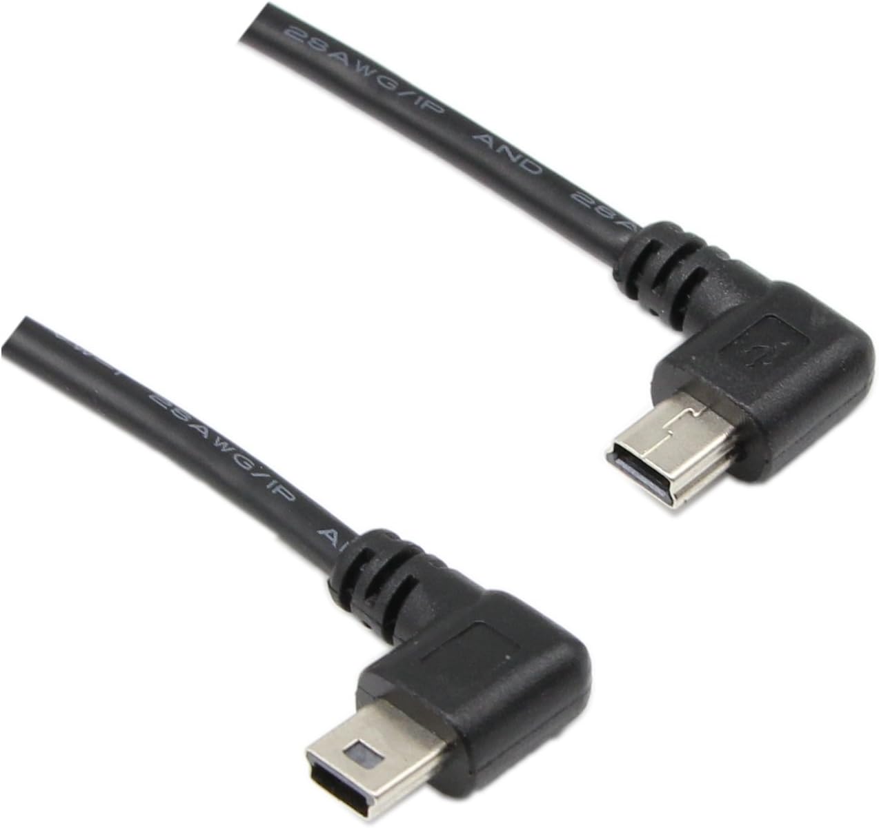 CERRXIAN 9 Inch Mini USB Cable Combo - Mini USB Female to Left Angle & Right Angle Male Data Sync and Charge Extension Cable (1 Pair) - Image 5