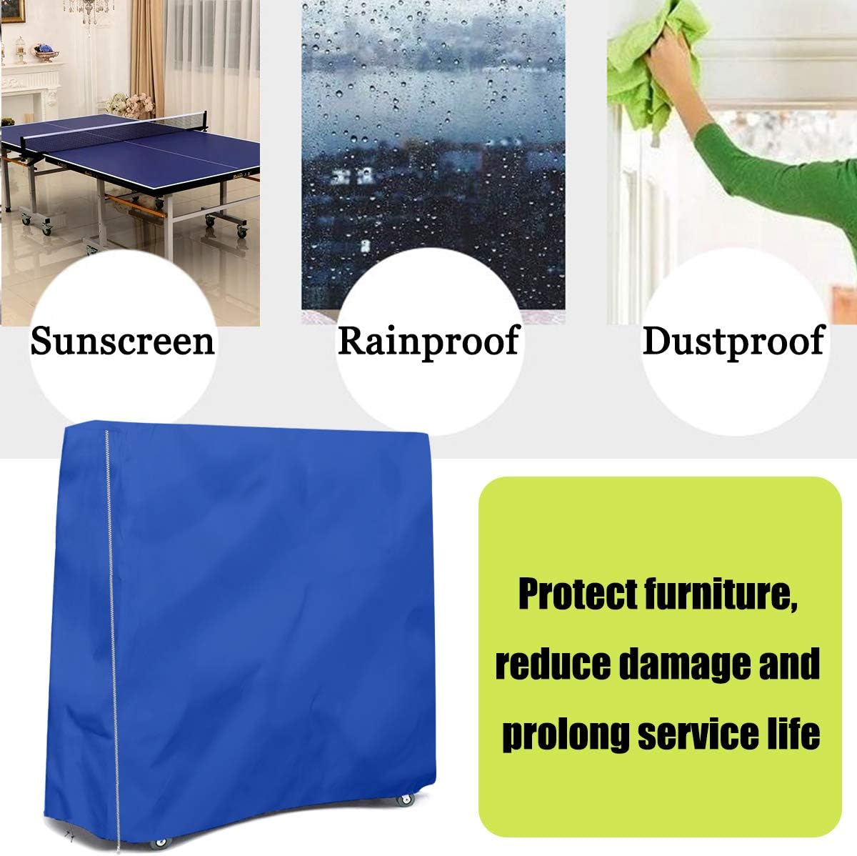 SoGuDio Table Tennis Table Cover, International Standard Size, Table Tennis Table Cover for Folding, Sun Protection rain Protection Dust Protection Indoor/Outdoor (Blue) : Sports & Outdoors