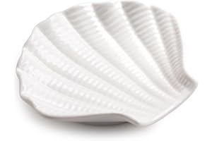 GOMAKREN Spoon Rest for Stove Top, 5 inch Cooking Spoon Holder for Kitchen Counter, Ceramic Coffee Spoon Rest, Heat-Resistant Spatula Holder Utensil Rest, Ocean Decor, Shell Shape Spoon Rest, White