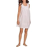Eileen West Sleepwear & Loungewear for Women – Poetic Woven Lawn Collection - 100% Cotton Lightweight Sleeveless Nightgown