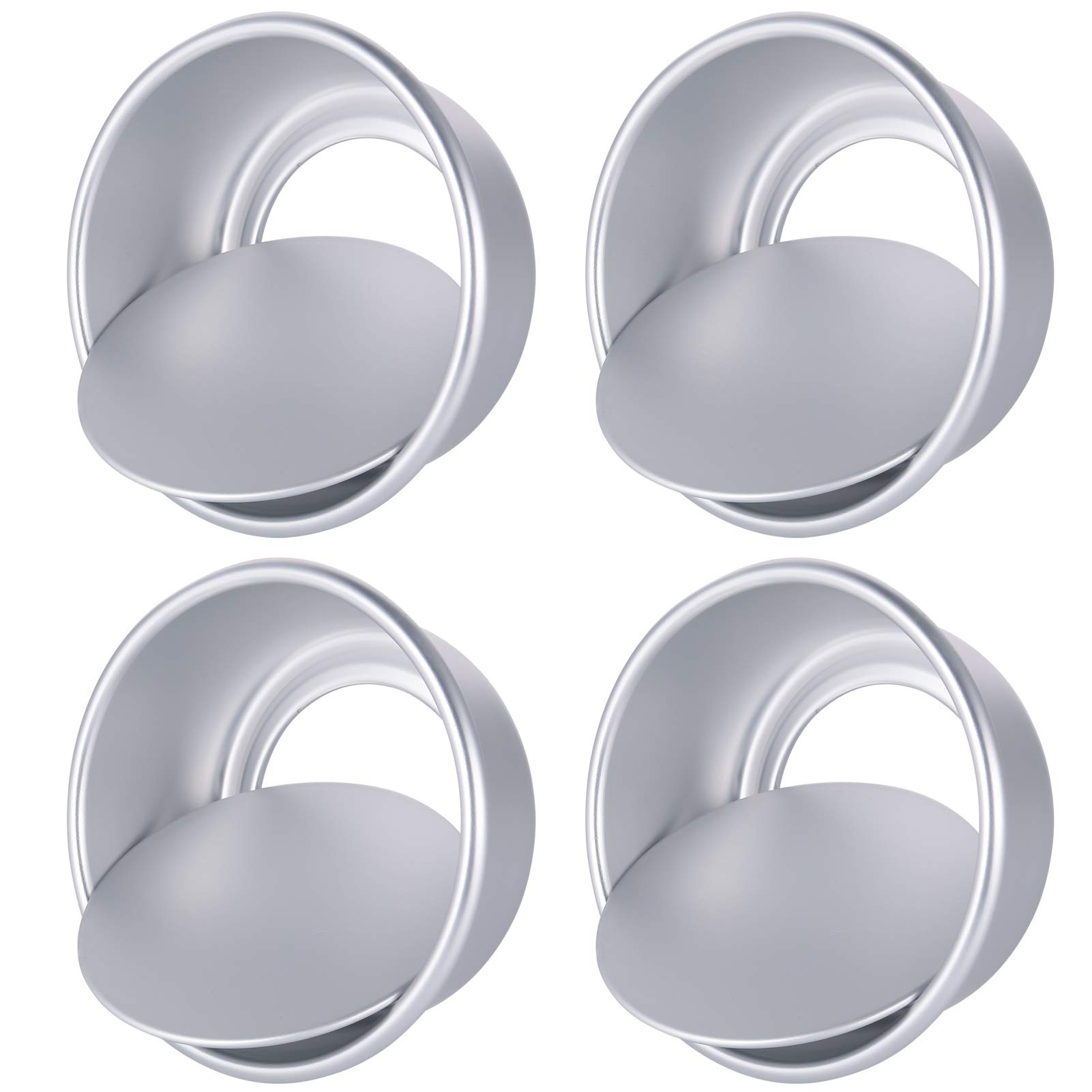 Opopark 4 Pack 4 Inch Round Cake Tin Set with Loose Base Non-Stick Aluminum Cake Pan with Removable Bottom Baking Mould Pan for Birtyday Wedding Party Cake Baking