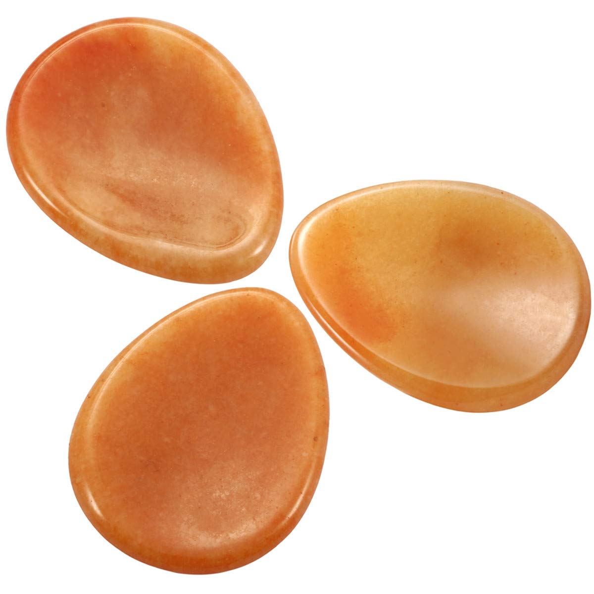 TUMBEELLUWA Thumb Stone Healing Crystal Palm Pocket Chakra Therapy Stress Relax Worry Stones,Pack of 3, Red Aventurine