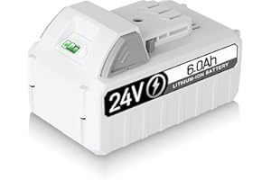 TenHutt 【Upgrade with DC Port】 24V 6.0Ah Replacement Battery for Snow Joe, Sun Joe, Power Joe, Aqua Joe 24V iON+ Tools 24BAT-LTX 24VBAT-LTW 24VBAT-LTE 24VBAT-LT 24VBAT Lithium Ion Power Tool Battery