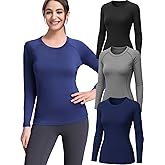 Long Sleeve Compression Shirts Woman's Underscrub Athletic Workout Undershirt Tops Dry Fit T-Shirt for Gym Running