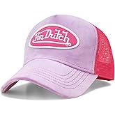 Von Dutch Unisex Trucker Hat - Velvet Curved Bill Mesh Back Retro Classic Adjustable Snapback Baseball Cap for Men and Women