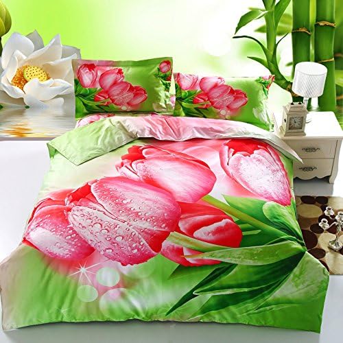 Newrara Tulip Bedding Duvet Cover Set/sheet Set 100 Percent Cotton 4pcs Kitchen