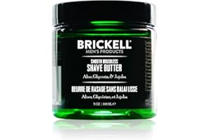 BRICKELL MEN'S PRODUCTS Brickell Men's Smooth Brushless Shave Butter for Men, Natural and Organic Smooth Shaving Butter to Fight Nicks, Cuts and Razor Burn, 5 Ounce, Scented