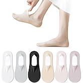 FIYIGO 6 Pairs Ice Silk No Show Socks for Women, Invisible Ultra Low Cut Liner Breathable Non-Slip Socks for Flats Loafers