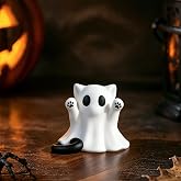 Mtruil 1 Pcs Halloween Ghost Figurine Spooky Unique Cat Mini Figurines | Ghost Decor,Ghosts Desk Ornament,Halloween Decorations,for Halloween Decor,Home Table Bedroom Office Desktop Display Ornament