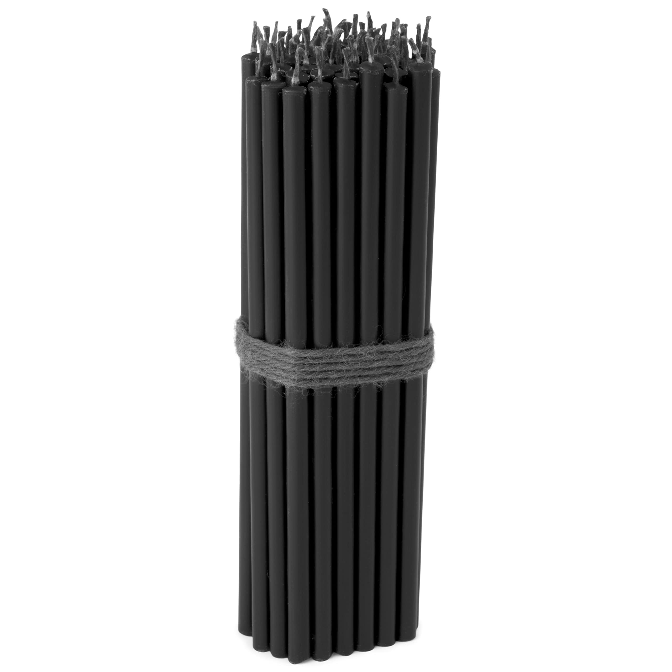 NKlaus - 50x Altar Candles Black drip-soot Free Thin L 15cm Premium Paraffin Wax 36135