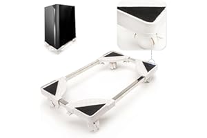 UCANDY PC Stand Computer Tower Stand, Adjustable Mobile CPU Stand, PC Tower Stand with Rolling Caster Wheels, Fits Most PC Gaming Under Desk (White- PVC Pc Stand)